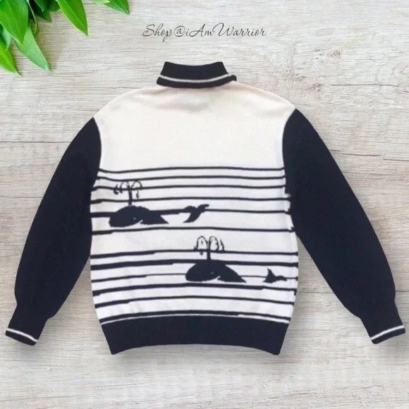 St. John Collection santana knit whale motif collared sweater *shop@iamw…